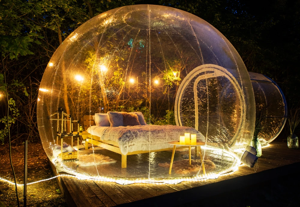 pvc transparent bubble tent with led lighting with heaters